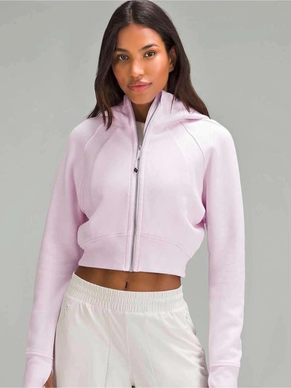 Lululemon Scuba Full-Zip Cropped Hoodie- Meadowsweet Pink size 8
